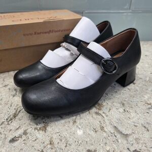 NWT Eurosoft Paulette Black Mary Jane Block Heel Shoes Women US‎ 6.5 Euro 37.5